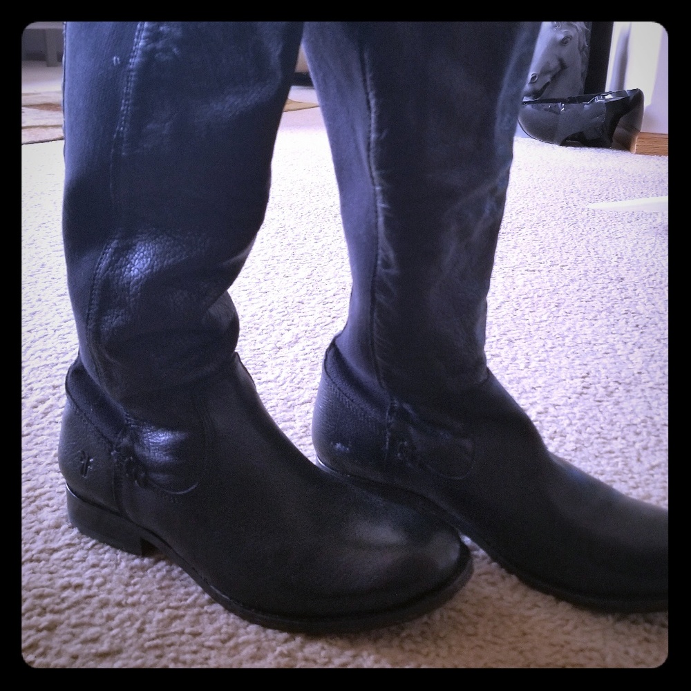 FRYE SIZE 8.5 BLACK MOLLY GORE RIDING BOOTS